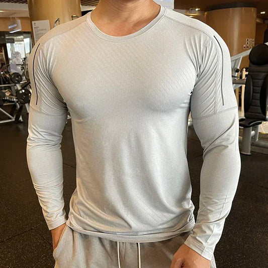 Long sleeved T-shirt Running Shirt Tops Clothing Men Gym Sport Tshirt Quick Dry Compression Fitness Breathable Sportswear tops